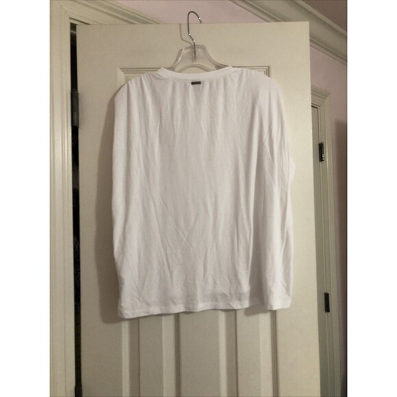 All Saints Womens Boxy White Top Ruched Shoulder Chic Short Sleeve Modern Sz 6 - Picture 7 of 8